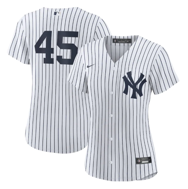 Women's New York Yankees #45 Gerrit Cole White Cool Base Stitched Jersey(Run Small) Women's New York Yankees #45 Gerrit Cole White Cool Base Stitched Jersey(Run Small)